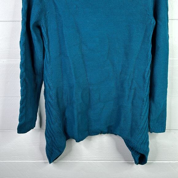 STYLE & CO. Teal Cable-Knit Scoop Neck Long Sleeve Tunic Sweater Top Size Small - Picture 4 of 9